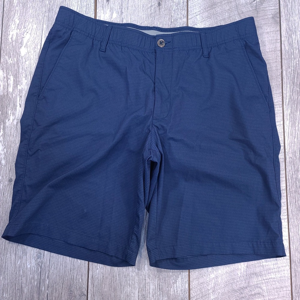 Under Armour Golf Shorts Mens 36 Blue Textured Performance Stretch Flat Front